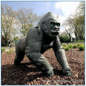 Landscape Life Size Animal Bronze Gorilla Statue